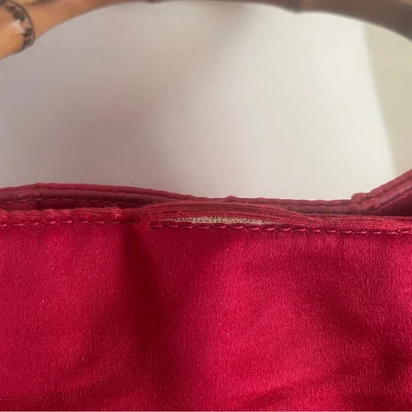 Gucci Red Satin Bamboo Crossbody Bag - Picture 12 of 15